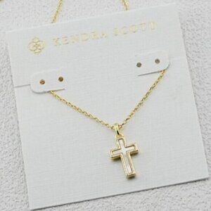 🎁Kendra Scott Mother-of-Pearl Cross Gold Pendant Necklace